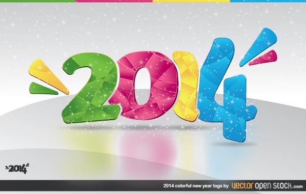 Logotipo colorido de ano novo de 2014