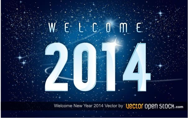 Welcome new year 2014 in space background Welcome new year 2014 in space background