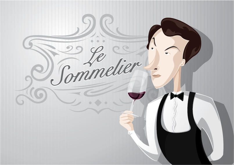 Sommelier cartoon smelling wine Sommelier cartoon smelling wine