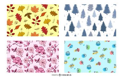 Vier Jahreszeiten Muster-Design-Set