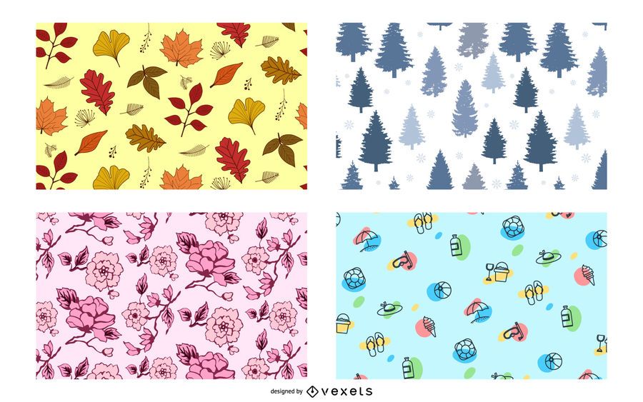 Four Seasons Pattern Design Set Four Seasons Pattern Design Set
