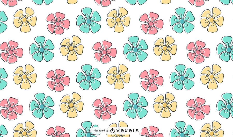 Papel pintado del patrón de flor de crayón para niños Papel pintado del patrón de flor de crayón para niños