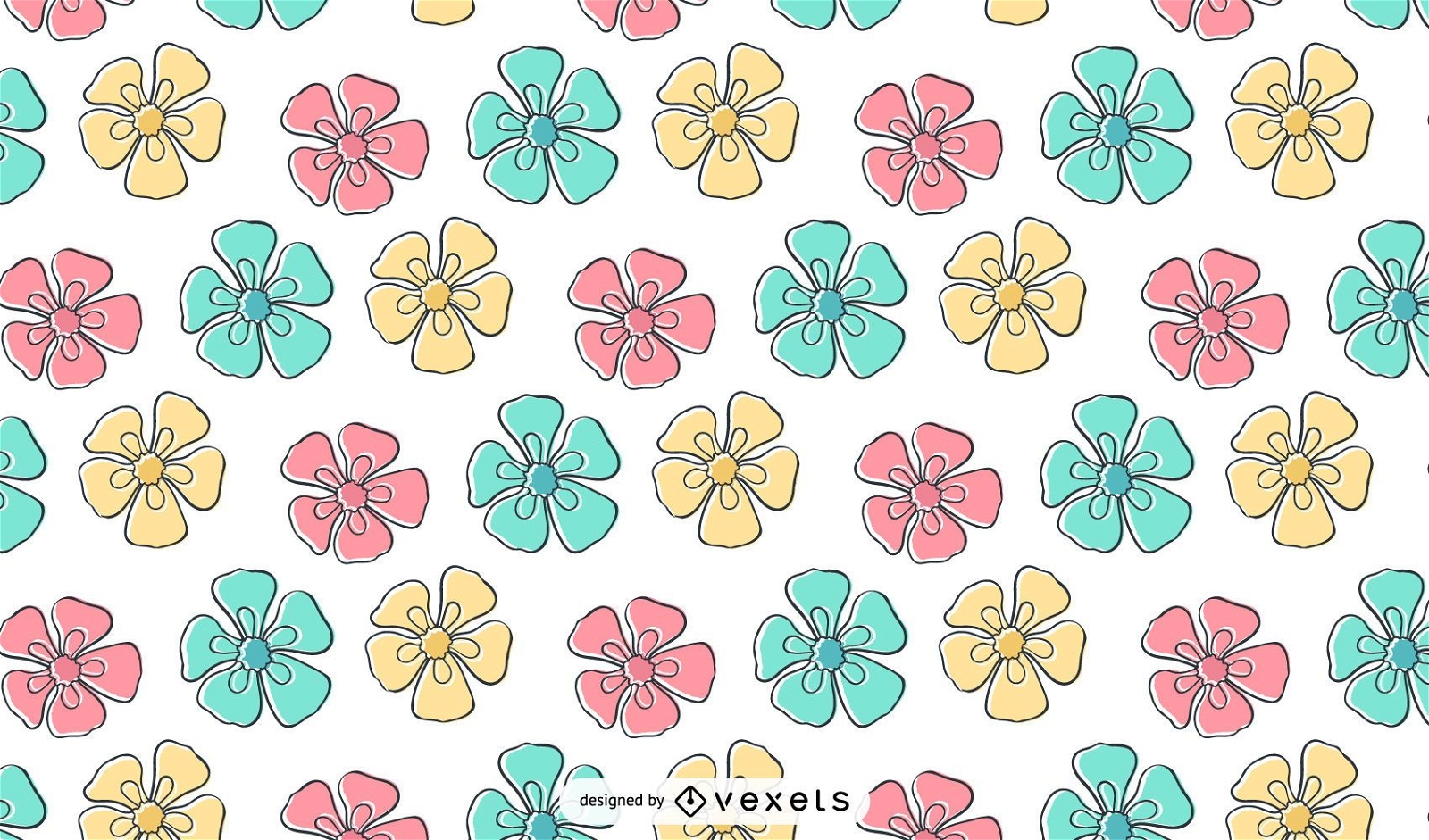 Fondo de pantalla de patrón de flores de crayón para niños