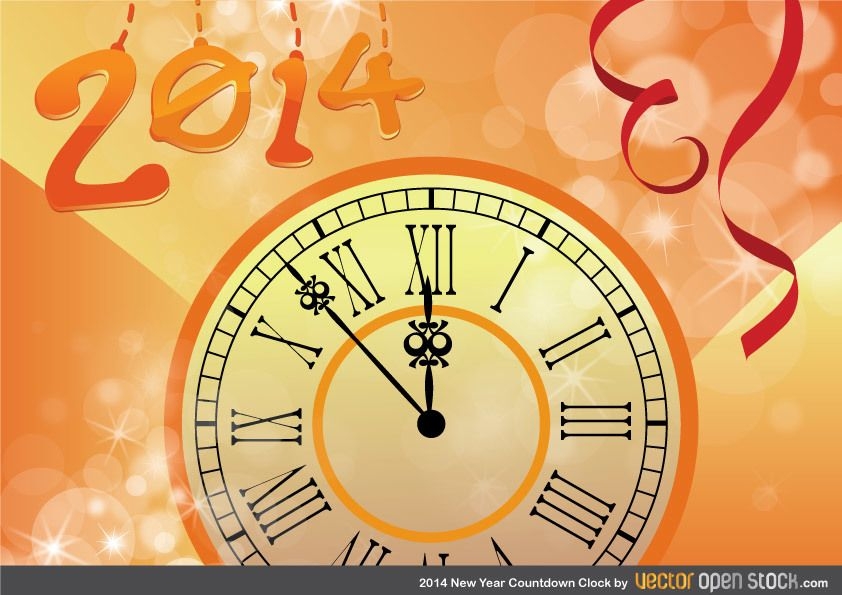 Countdown-Uhr für das neue Jahr 2014