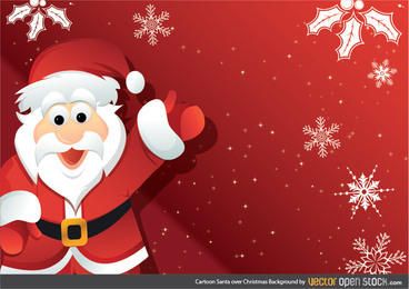 Dibujos animados de Santa sobre fondo de Navidad