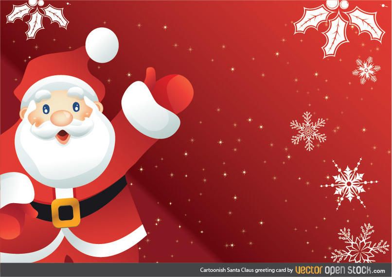 Cartoonish Santa Claus Greeting Card Vector Download