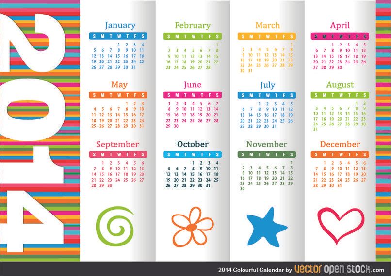 2014 Colourful Calendar 2014 Colourful Calendar