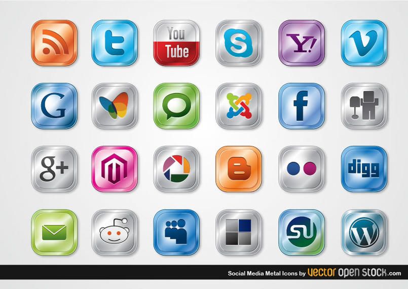 Social Media Metal Icons Social Media Metal Icons