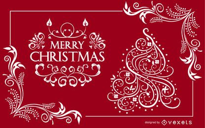 Diseño de tarjeta de Navidad ornamental Swirly