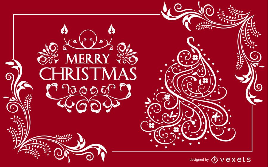 Swirly Ornamental Xmas Card Layout Swirly Ornamental Xmas Card Layout