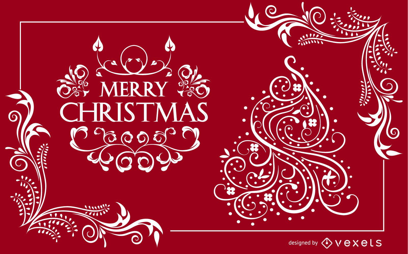 Diseño de tarjeta de Navidad ornamental Swirly