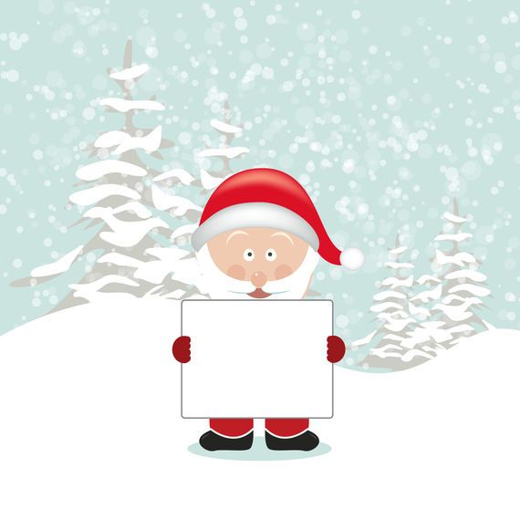 Desenhos animados de Papai Noel segurando o tabuleiro vazio Desenhos animados de Papai Noel segurando o tabuleiro vazio