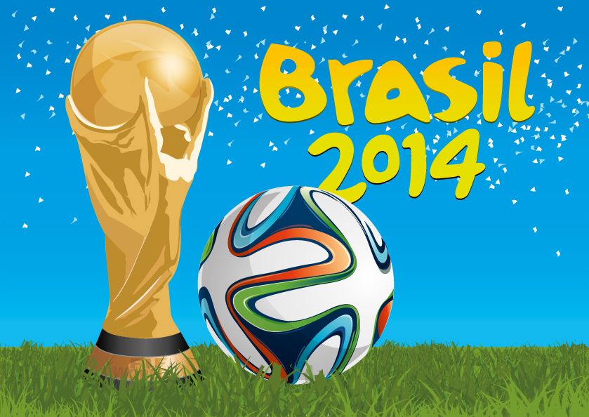 Brasilien 2014 Trophäe und Fußball