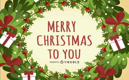 Vorlage Weihnachtskarte mit Kranzrahmen