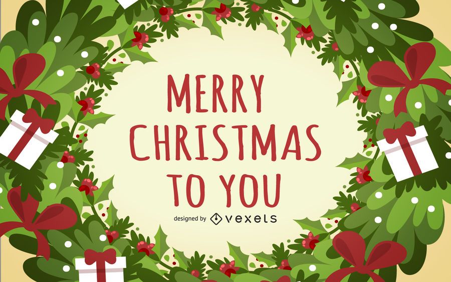 Template Xmas Card with Wreath Frame Template Xmas Card with Wreath Frame