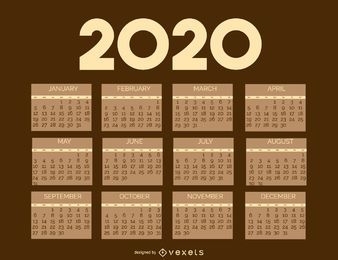 Modelo de calendário vintage 2020 brownie