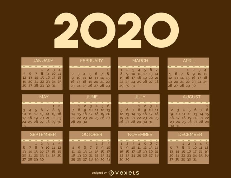 Plantilla Vintage Calendario Brownie 2020 Plantilla Vintage Calendario Brownie 2020