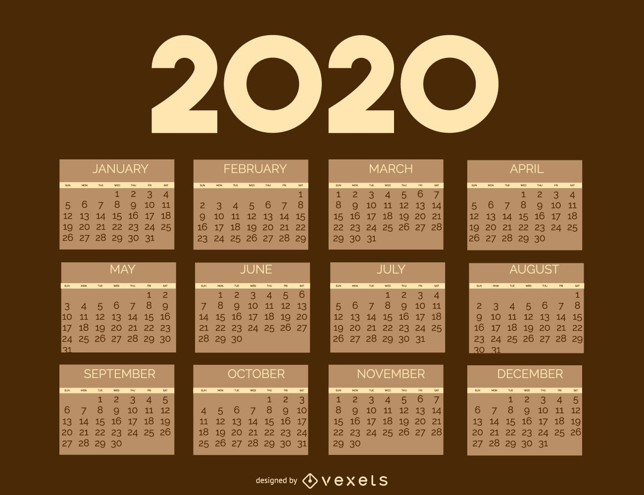 Vintage 2020 Brownie Calendar Template