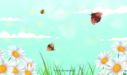 Detailed Daisy Floral Sunny Background Detailed Daisy Floral Sunny Background