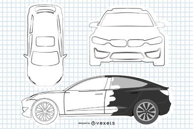 Black & White BMW Sedan Car