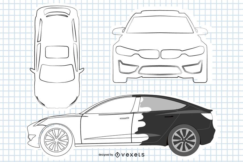 Black & White BMW Sedan Car Black & White BMW Sedan Car