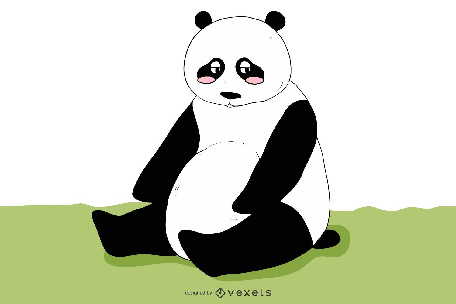 Panda triste funky en blanco y negro