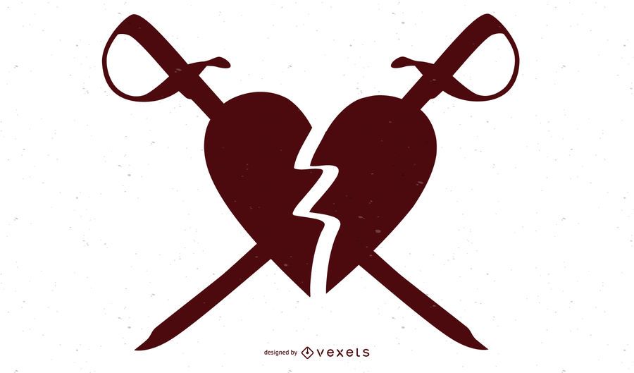 Corazón roto apuñalado con swards Corazón roto apuñalado con swards