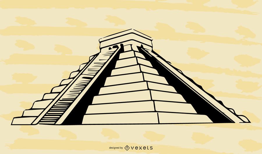 Pirámide maya negra y blanca Pirámide maya negra y blanca