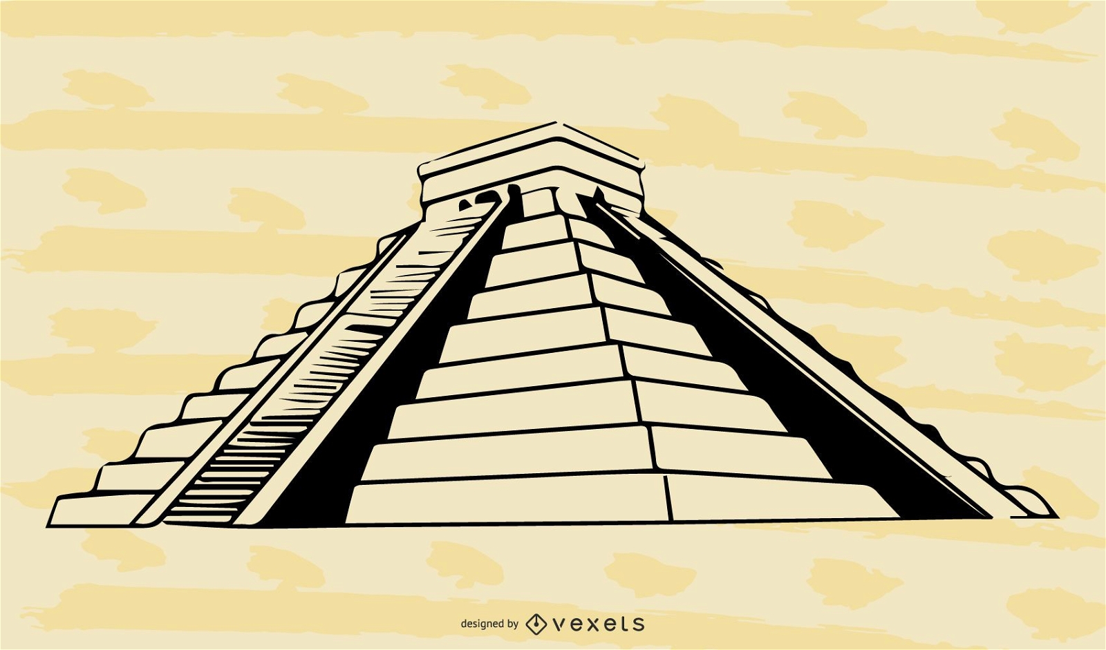 Desenho vetorial plano da pirâmide maia