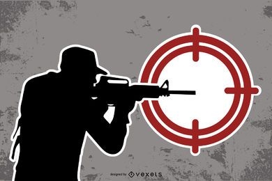 Black & White Sniper with Target Sign