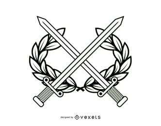 Escudo de armas militar de arte lineal
