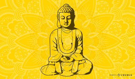 Linie Kunst Buddhistischer Mönch Linie Kunst Buddhistischer Mönch