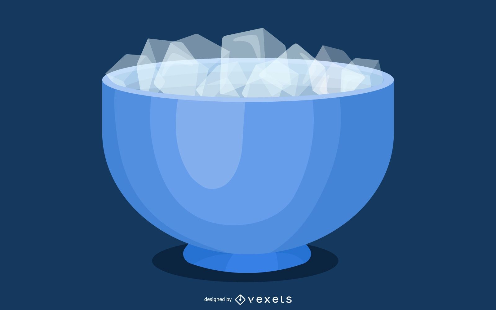 Ice Cubes with Bowl in 3D Style