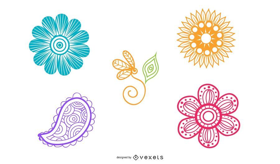 Paquete de flores de colores que remolina Paquete de flores de colores que remolina