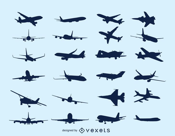 Flying Aircraft Pack Silhouette Flying Aircraft Pack Silhouette