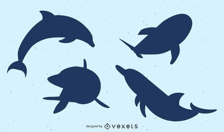 Paquete de delfines silueta