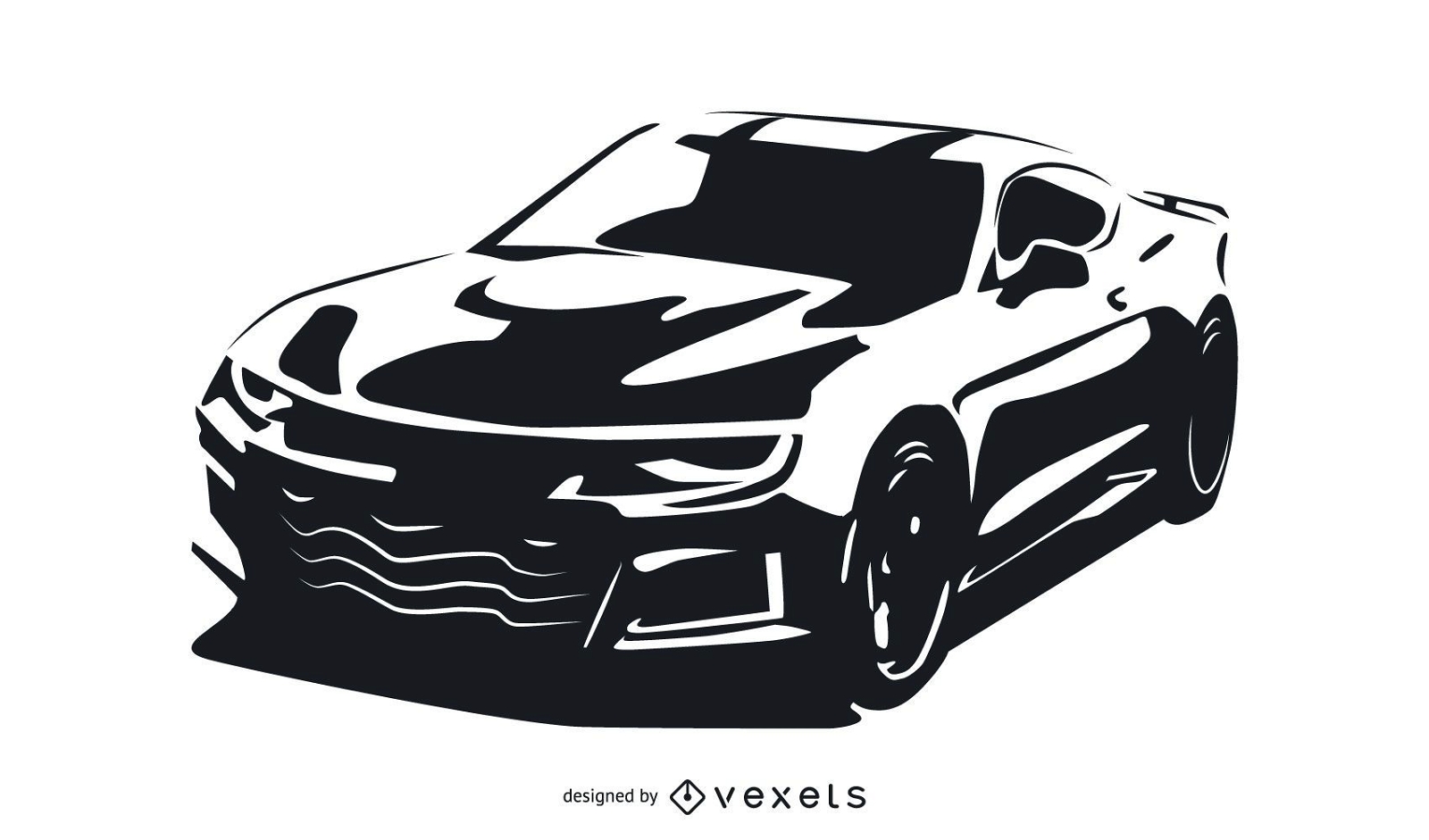 Профиль Chevrolet Camaro вектор чб