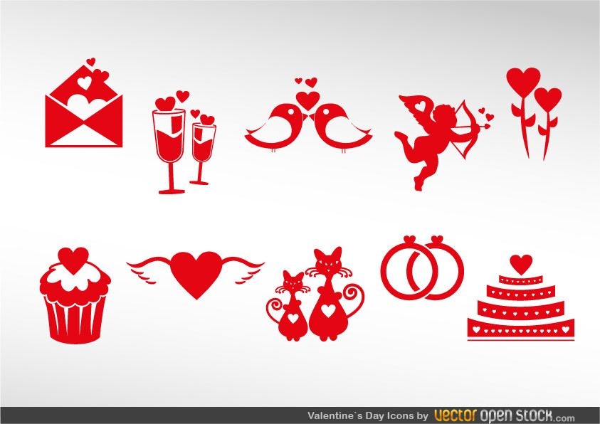 Conjunto de iconos de San Valentín