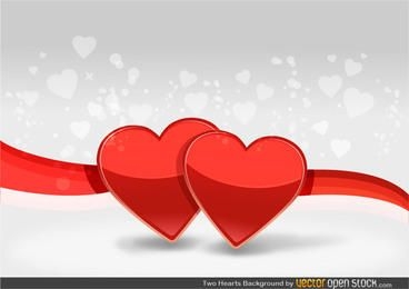 Two Hearts and ribbon
