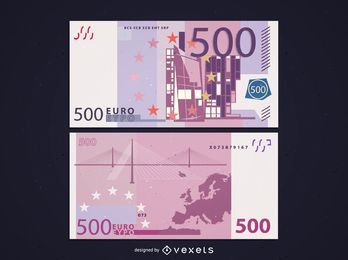 Front & Back Side of 500 Euro Banknote Front & Back Side of 500 Euro Banknote