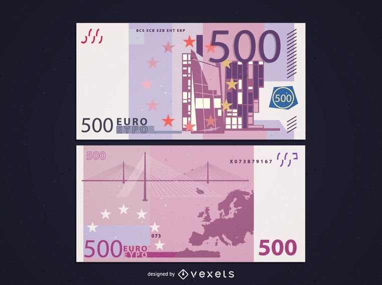 Frente e verso da nota de 500 euros Frente e verso da nota de 500 euros