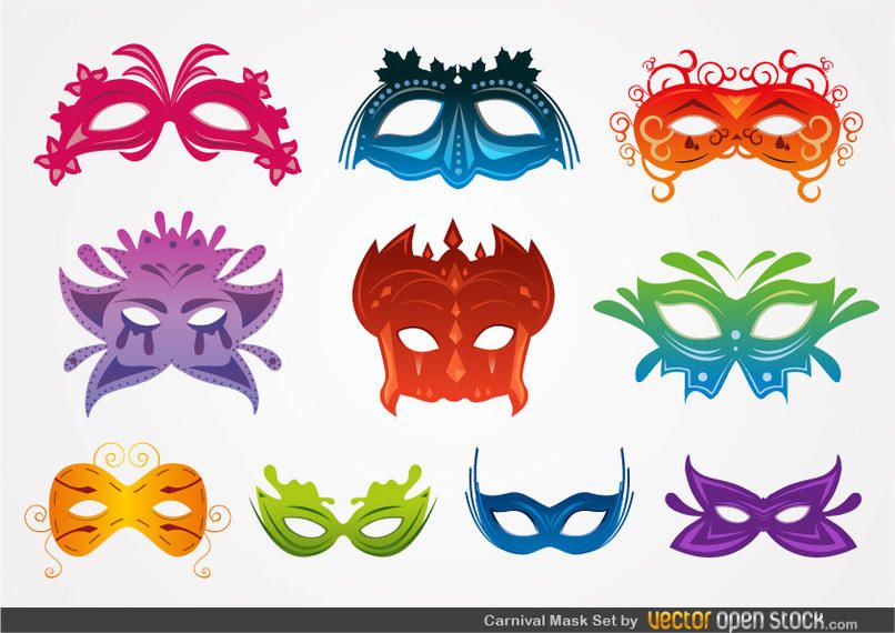 Conjunto de máscaras de carnaval Conjunto de máscaras de carnaval
