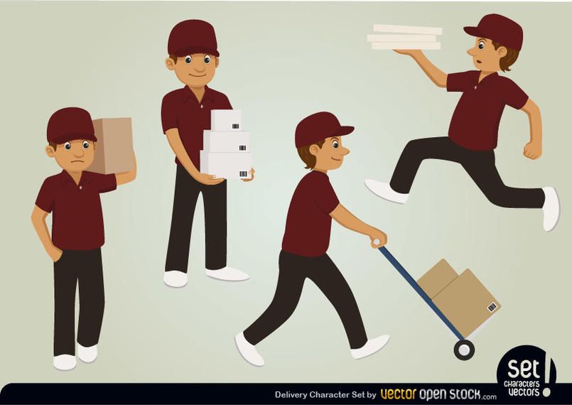 Download Delivery Character Set - Vector Download