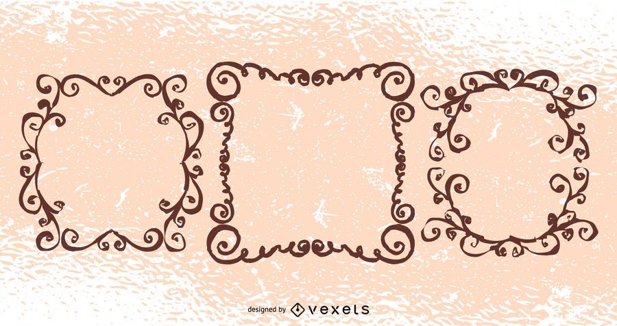 Pacote de redemoinhos Floral grungy criativo Pacote de redemoinhos Floral grungy criativo