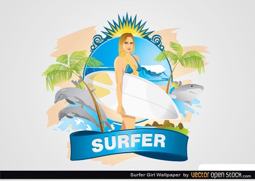 Fondo de pantalla de chica surfista