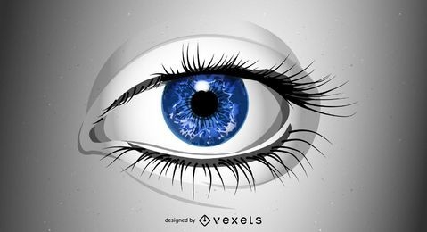 Realistic Eye with Blue Eyeball