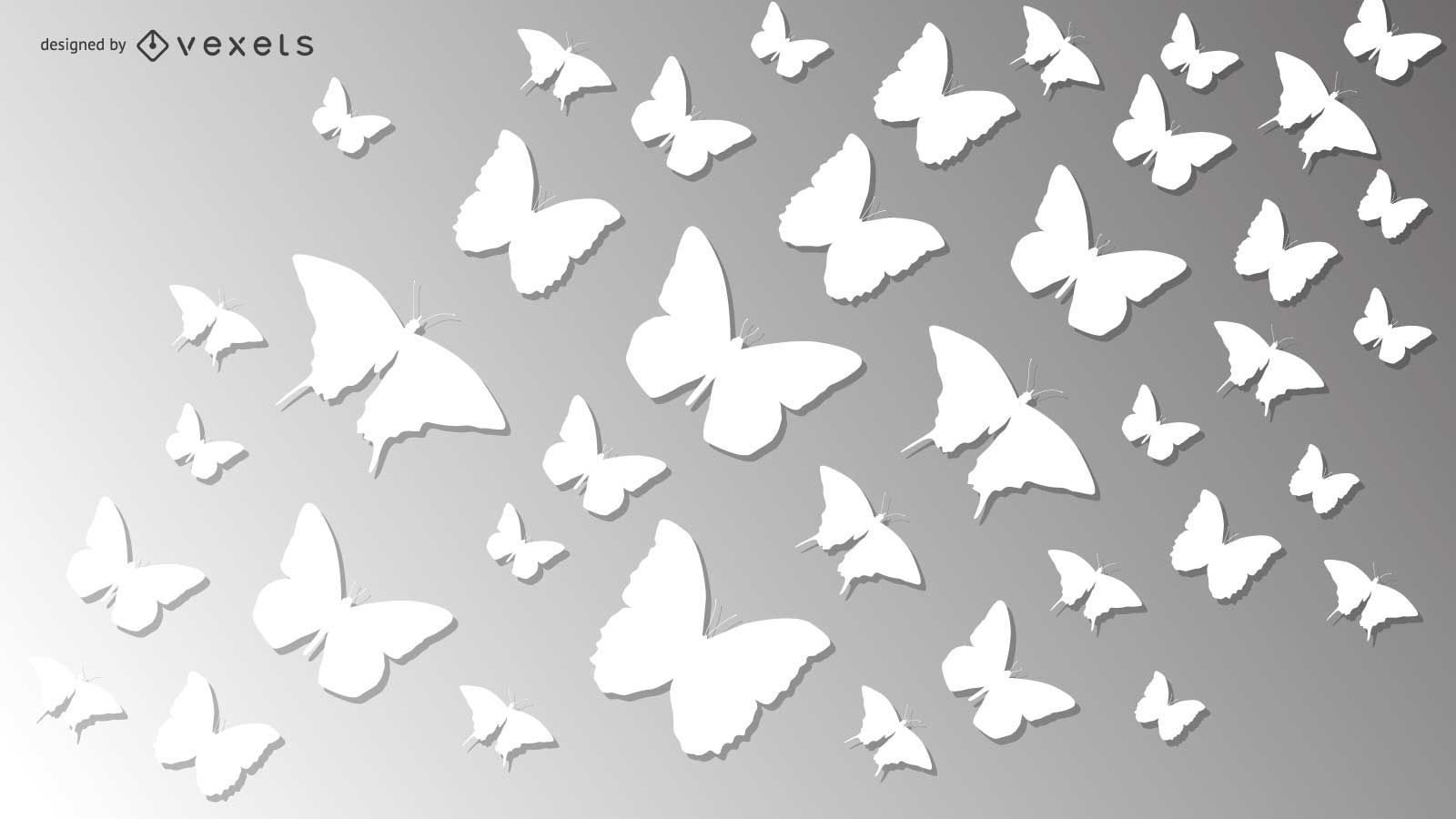 Pacote de borboleta com corte de papel branco
