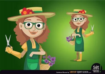Carácter de mujer jardinero
