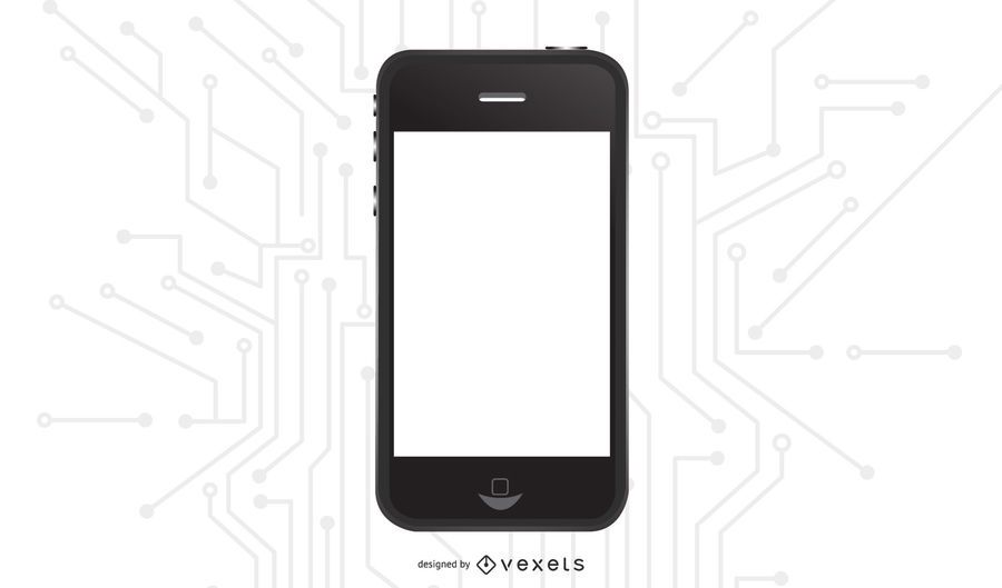 IPhone negro brillante con pantalla en blanco IPhone negro brillante con pantalla en blanco