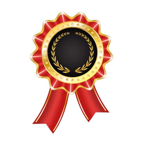 Glossy Award Badge with Ribbon